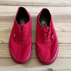 Vans ankle height all red tie sneakers mens size 5.5‎ womens size 7